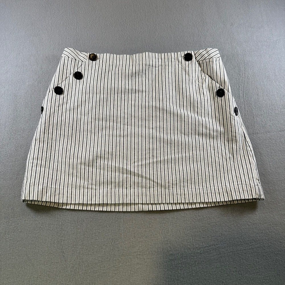 Banana Republic Blue Stripe Button Side Mini Skirt 14 Nautical ALine S/547958-00